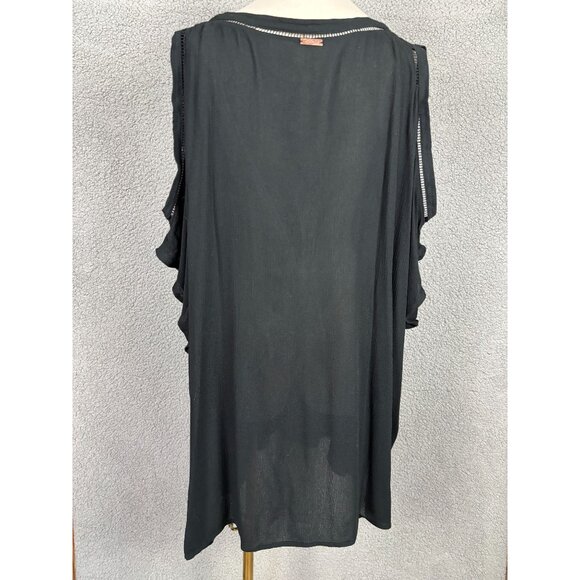 Raisins Curve Black Tranquilo Caftan 2X Plus With Ruffle Sleeves V-Neckline NWTs - Picture 4 of 8